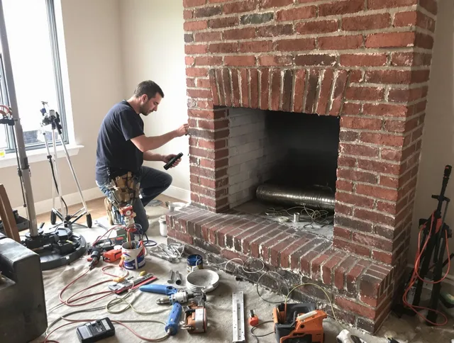 Carver Chimney Sweep specialist finalizing chimney liner service in Carver, MA