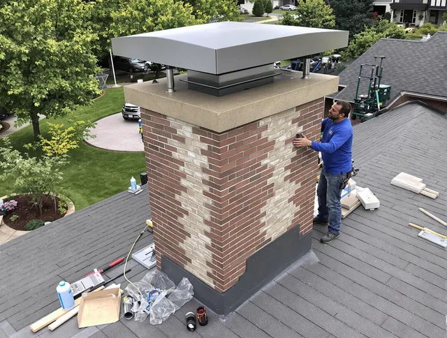 Carver Chimney Sweep team working on a custom chimney remodel in Carver, MA