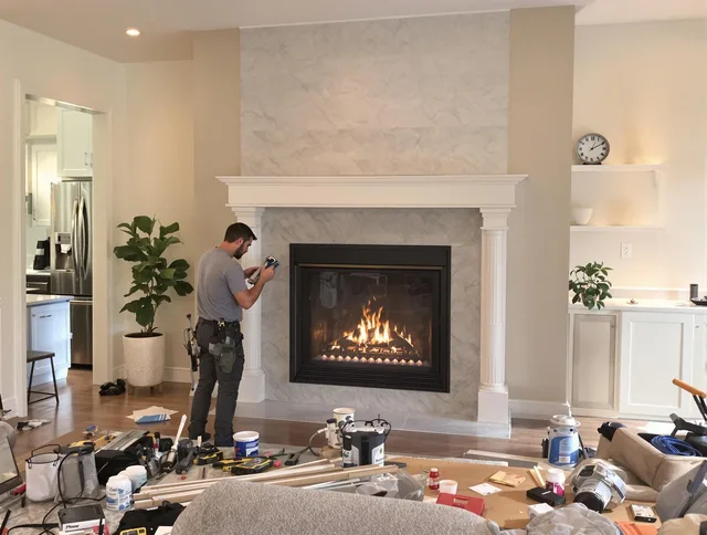 Newly installed fireplace by Carver Chimney Sweep in Carver, MA